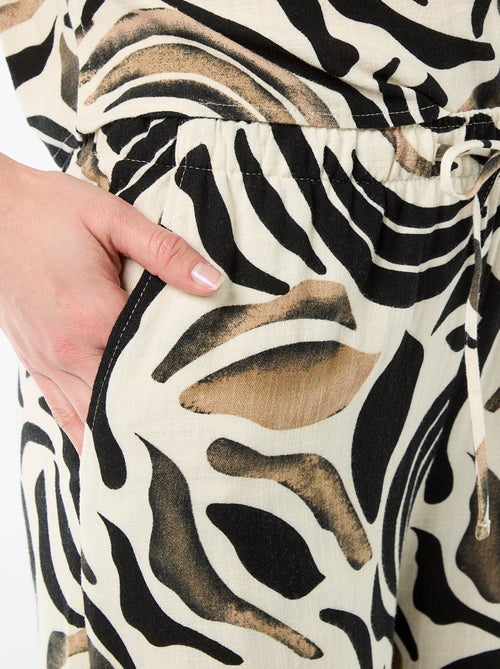 Calças de linho com 2 bolsos - Kiabi