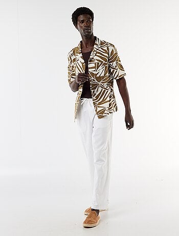 Calças de linho misto