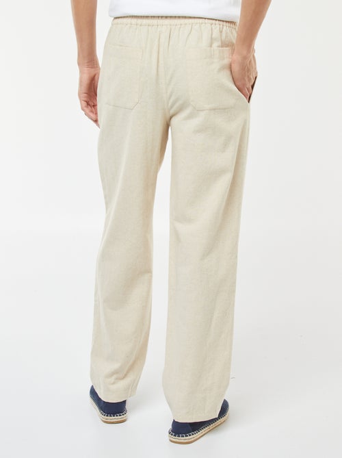 Calças de linho misturado com corte direito - Kiabi