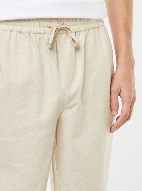 Calças de linho misturado com corte direito - Kiabi