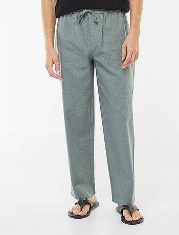 Calças de linho misturado com corte direito