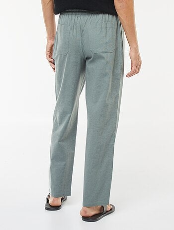 Calças de linho misturado com corte direito