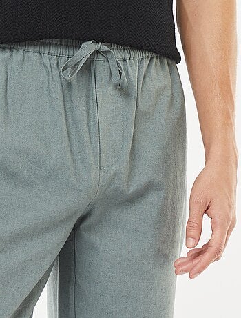 Calças de linho misturado com corte direito