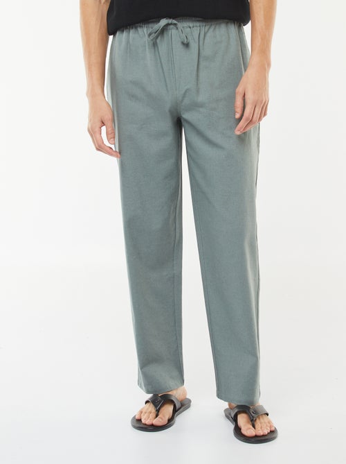 Calças de linho misturado com corte direito - Kiabi