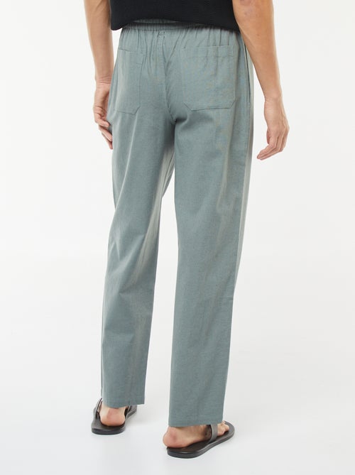 Calças de linho misturado com corte direito - Kiabi