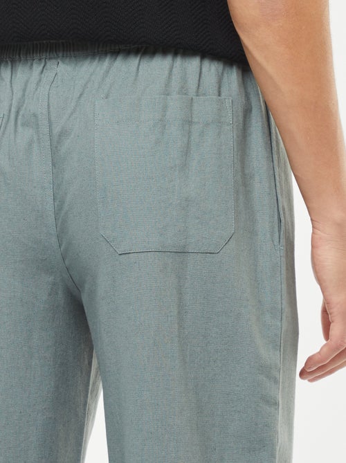 Calças de linho misturado com corte direito - Kiabi