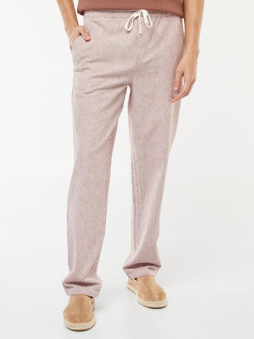 Calças de linho misturado com corte direito - Kiabi