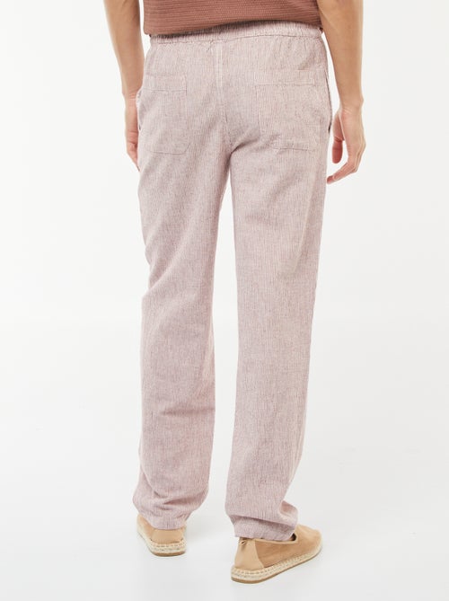 Calças de linho misturado com corte direito - Kiabi