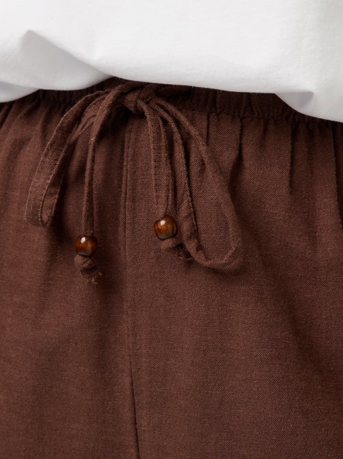 Calças de linho misturado wide leg - Kiabi