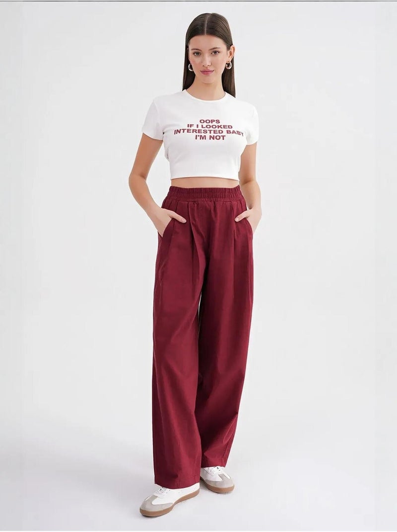 Calças de linho straight fit mixray Vermelho bordô - Kiabi