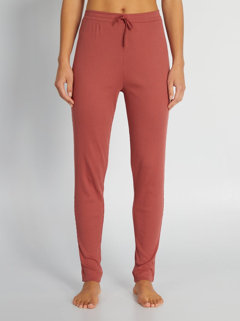 Calças de malha canelada VERMELHO - Kiabi