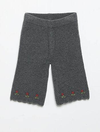 Calças de malha com bordados