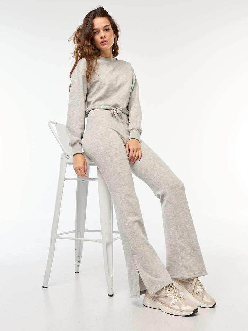 Calças de malha pesada e suave com corte bootcut Cinza - Kiabi