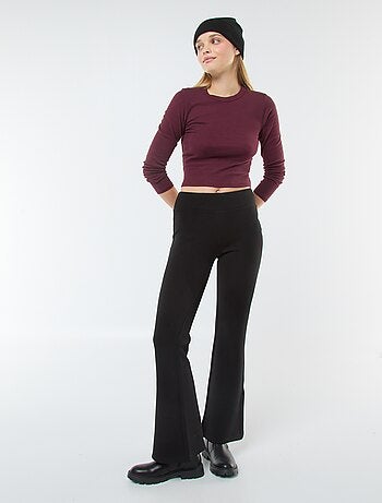 Calças de malha pesada e suave com corte bootcut