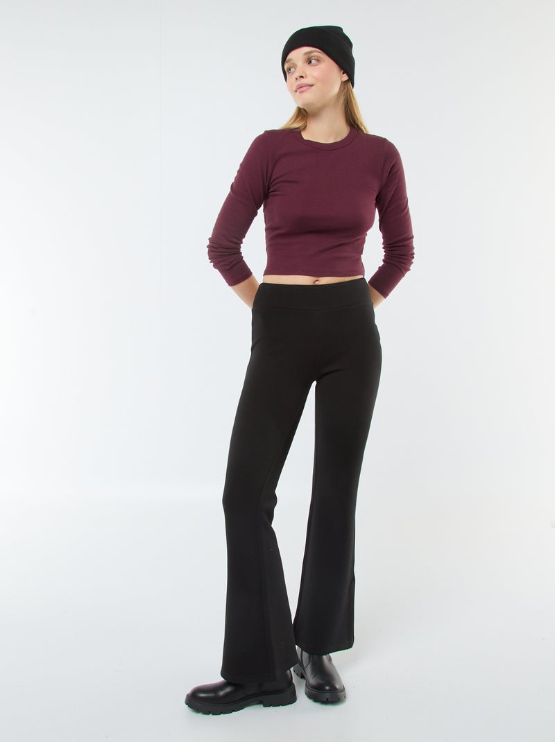 Calças de malha pesada e suave com corte bootcut Preto - Kiabi