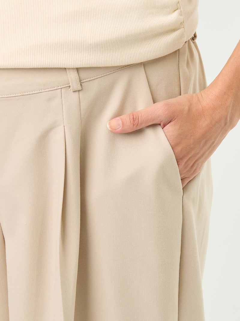 Calças de maternidade com pregas Beige - Kiabi