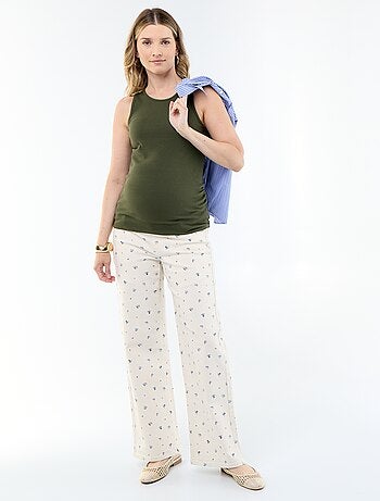 Calças de maternidade de calças de ganga corte wide leg