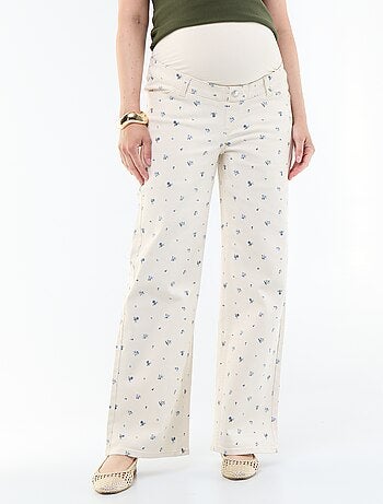 Calças de maternidade de calças de ganga corte wide leg