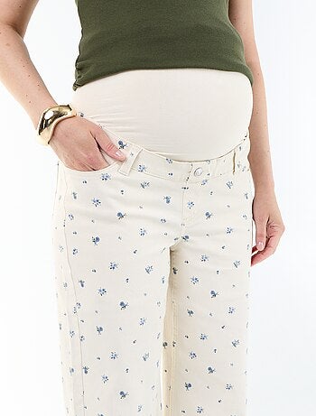 Calças de maternidade de calças de ganga corte wide leg