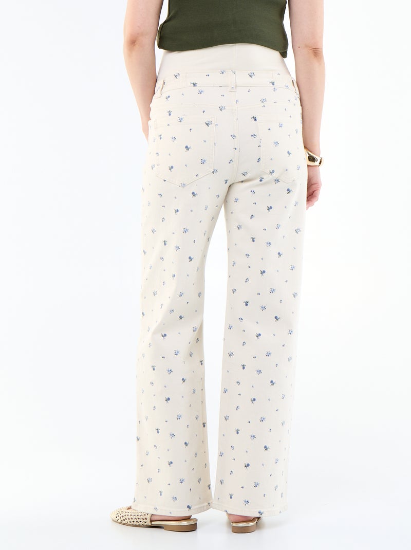 Calças de maternidade de calças de ganga corte wide leg Branco - Kiabi