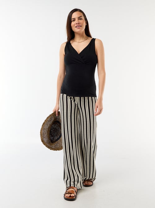 Calças de maternidade em malha às riscas - Kiabi