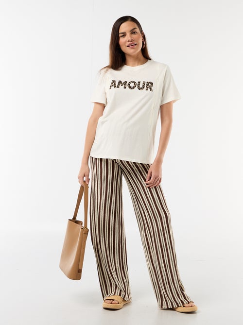 Calças de maternidade em malha às riscas - Kiabi