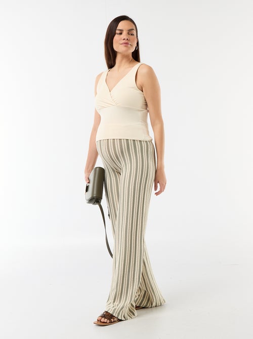 Calças de maternidade em malha às riscas - Kiabi