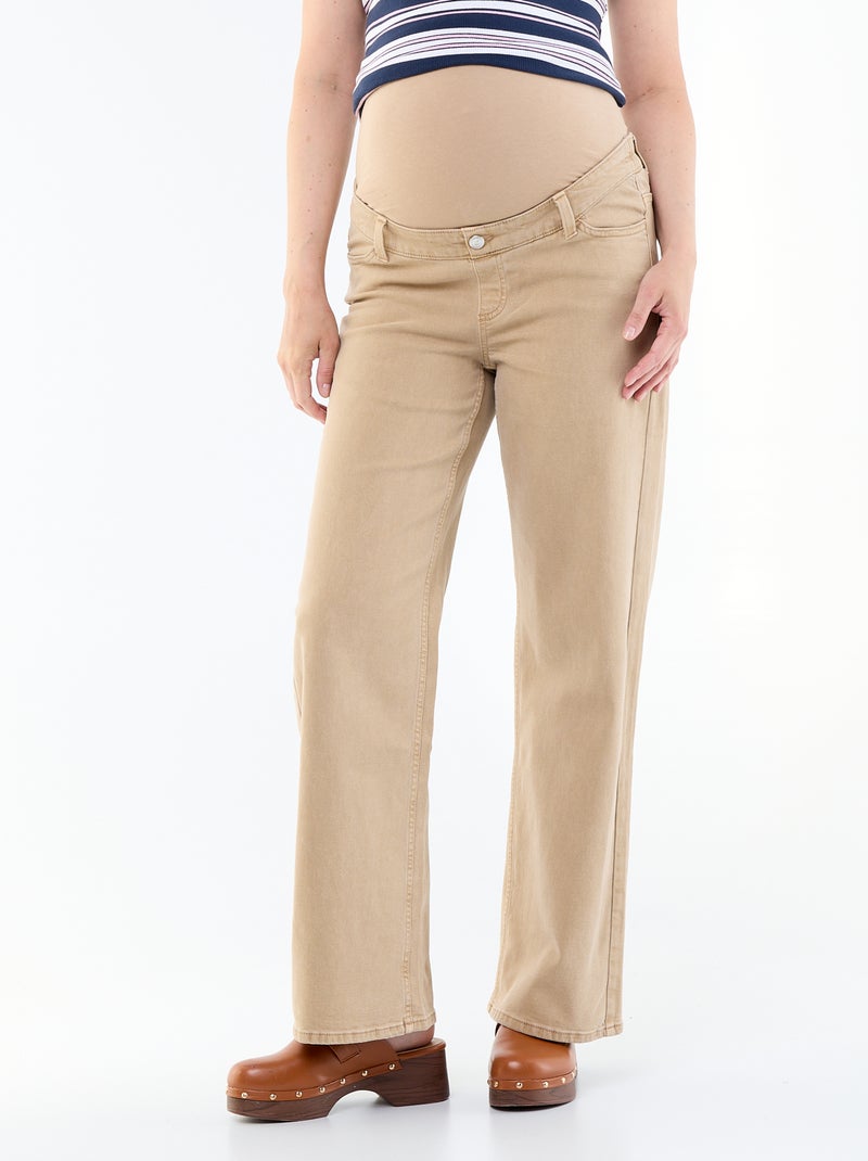 Calças de maternidade wide leg Bege - Kiabi
