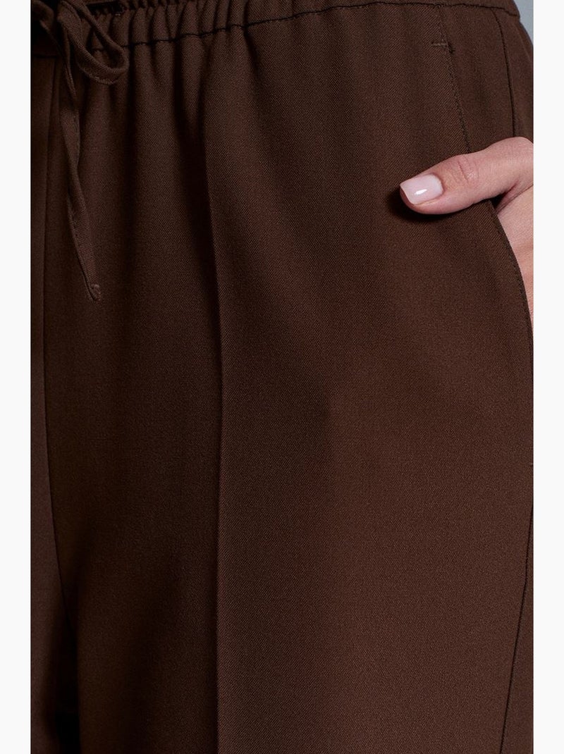 Calças de mulher em crepe de perna reta dilvin Castanho - Kiabi