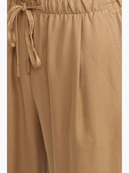Calças de mulher em tencel de perna larga com cintura com cordão dilvin - Kiabi Calças de mulher em tencel de perna larga com cintura com cordão dilvin - Kiabi