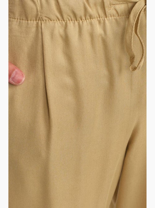 Calças de mulher em tencel de perna larga com cintura com cordão dilvin - Kiabi Calças de mulher em tencel de perna larga com cintura com cordão dilvin - Kiabi