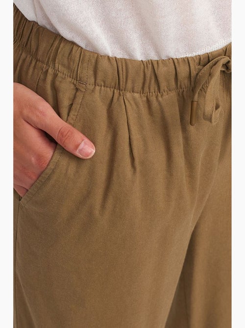 Calças de mulher em tencel de perna larga com cintura com cordão dilvin - Kiabi Calças de mulher em tencel de perna larga com cintura com cordão dilvin - Kiabi