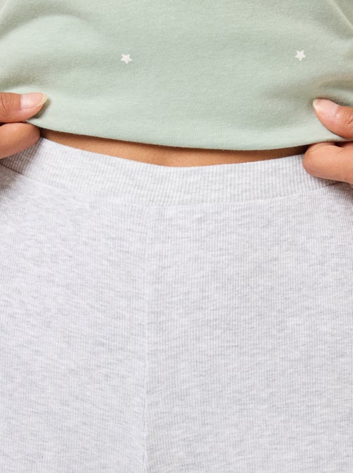 Calças de noite caneladas - Kiabi