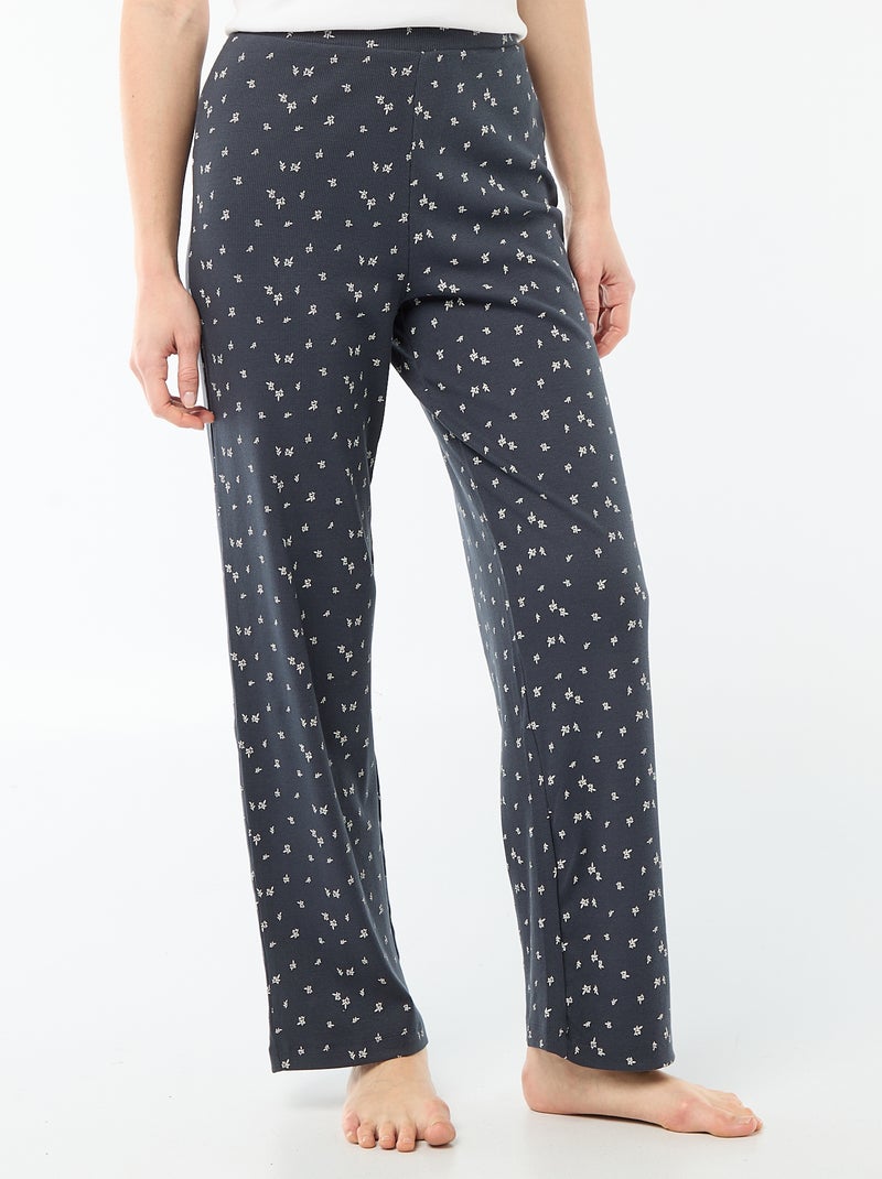 Calças de pajama caneladas Azul - Kiabi