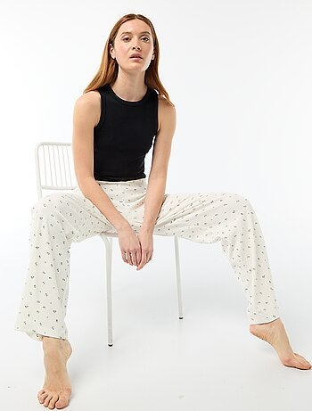 Calças de pajama caneladas