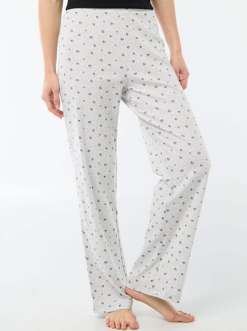 Calças de pajama caneladas Cinza - Kiabi
