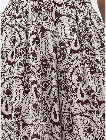 Calças de perna larga com estampado paisley busem