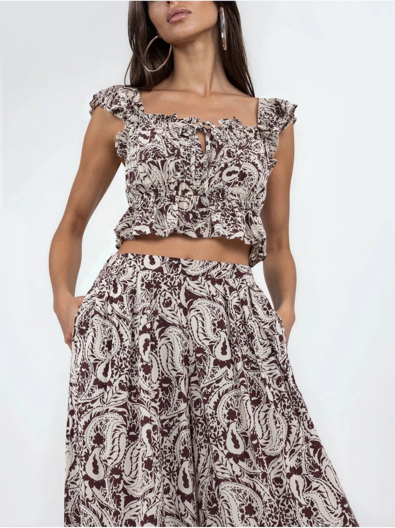 Calças de perna larga com estampado paisley busem Multicolorido - Kiabi
