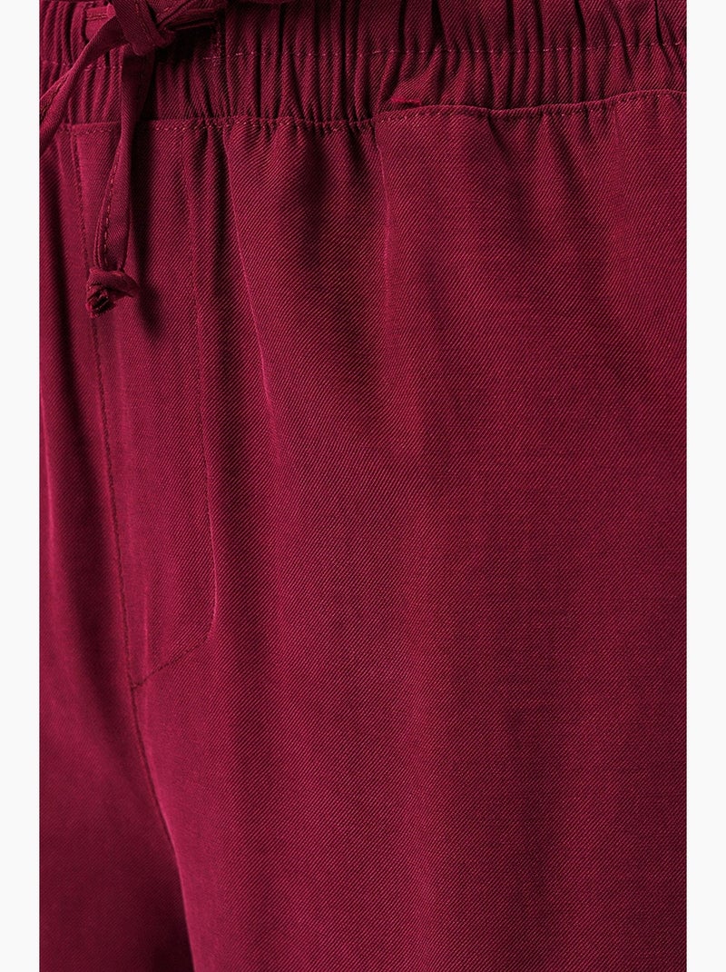 Calças de perna larga de cintura alta com bolso bdart Vermelho bordô - Kiabi