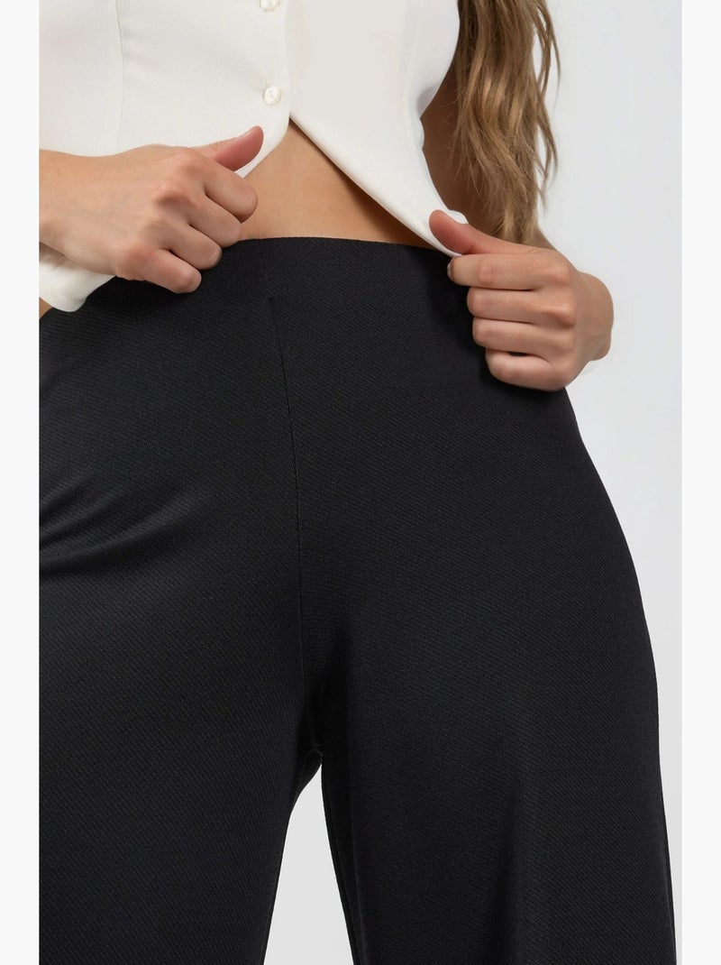 Calças de perna larga de cintura subida busem Preto - Kiabi