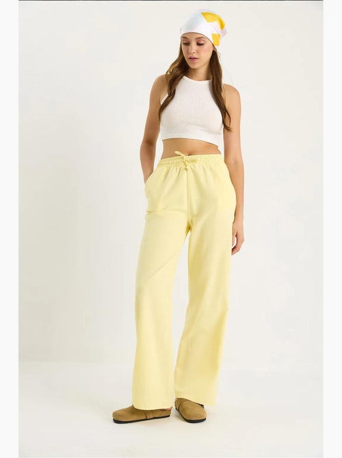 Calças de perna larga relaxed fit com cordão lucci - Kiabi Calças de perna larga relaxed fit com cordão lucci - Kiabi
