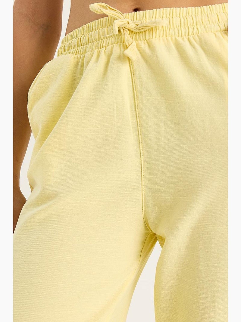 Calças de perna larga relaxed fit com cordão lucci Amarelo-limão - Kiabi