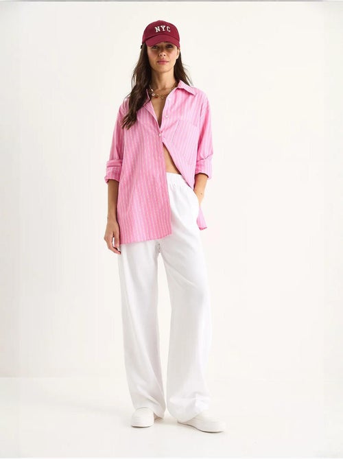 Calças de perna larga relaxed fit com cordão lucci - Kiabi Calças de perna larga relaxed fit com cordão lucci - Kiabi