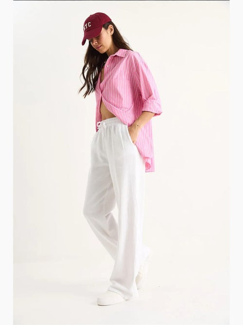 Calças de perna larga relaxed fit com cordão lucci - Kiabi Calças de perna larga relaxed fit com cordão lucci - Kiabi