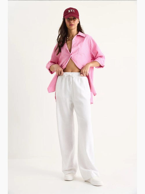 Calças de perna larga relaxed fit com cordão lucci - Kiabi Calças de perna larga relaxed fit com cordão lucci - Kiabi
