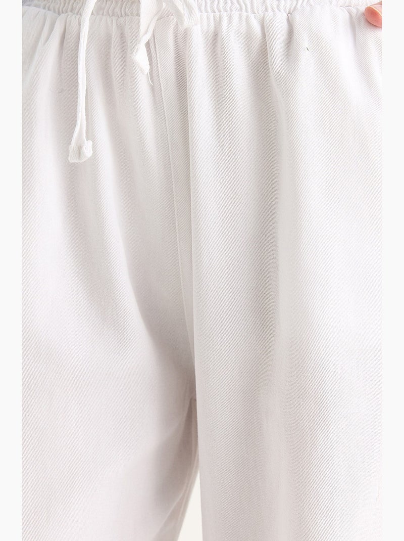 Calças de perna reta com cintura elástica lucci Branco - Kiabi