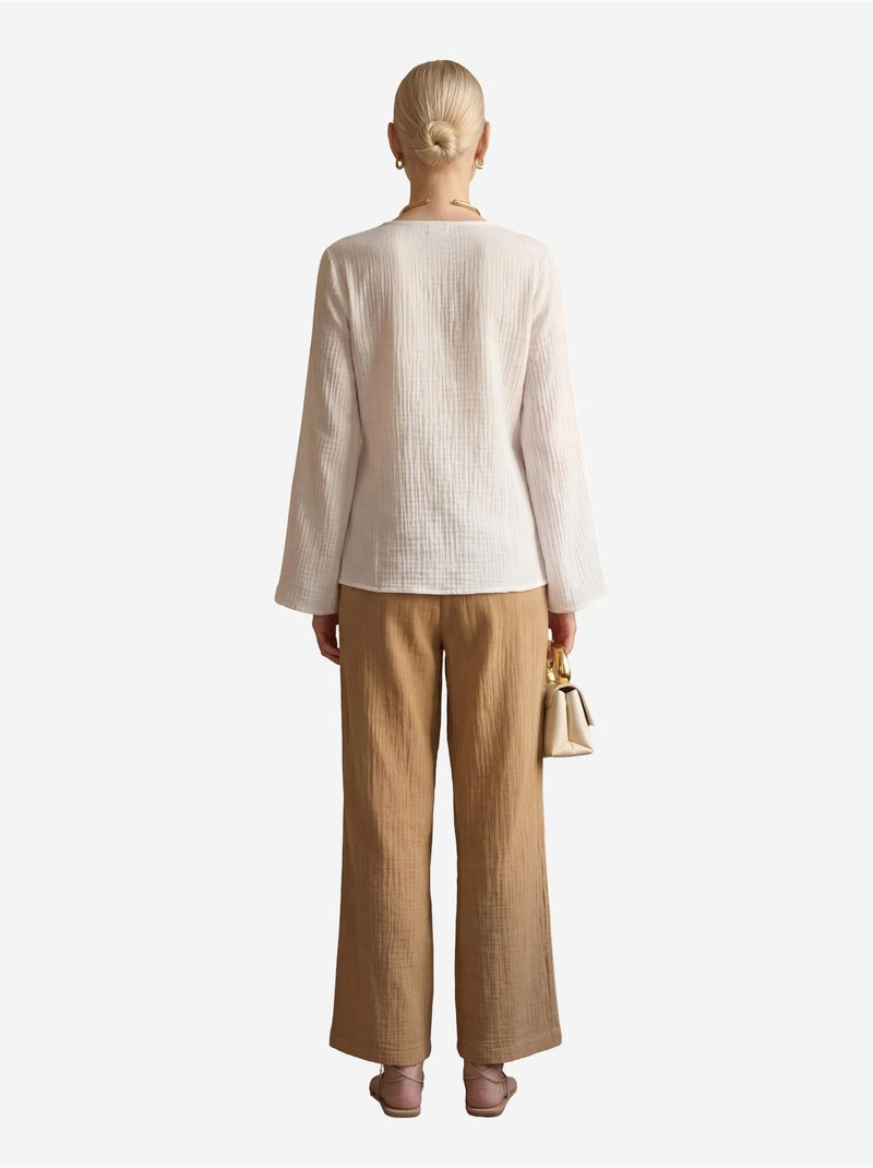 Calças de perna reta com cintura elástica my fashion Greige - Kiabi