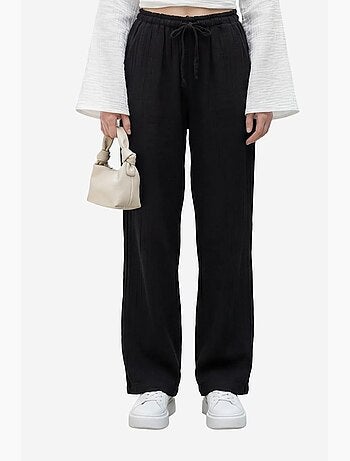 Calças de perna reta com cintura elástica my fashion