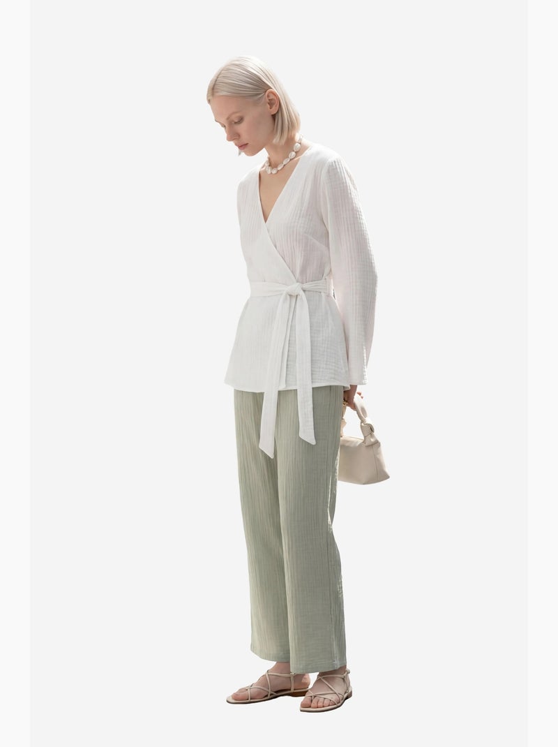Calças de perna reta com cintura elástica my fashion Verde pastel - Kiabi