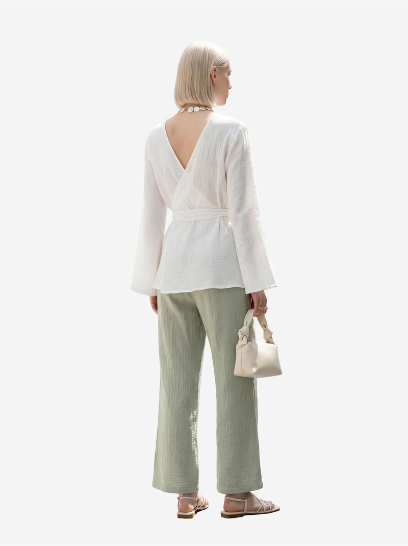 Calças de perna reta com cintura elástica my fashion Verde pastel - Kiabi